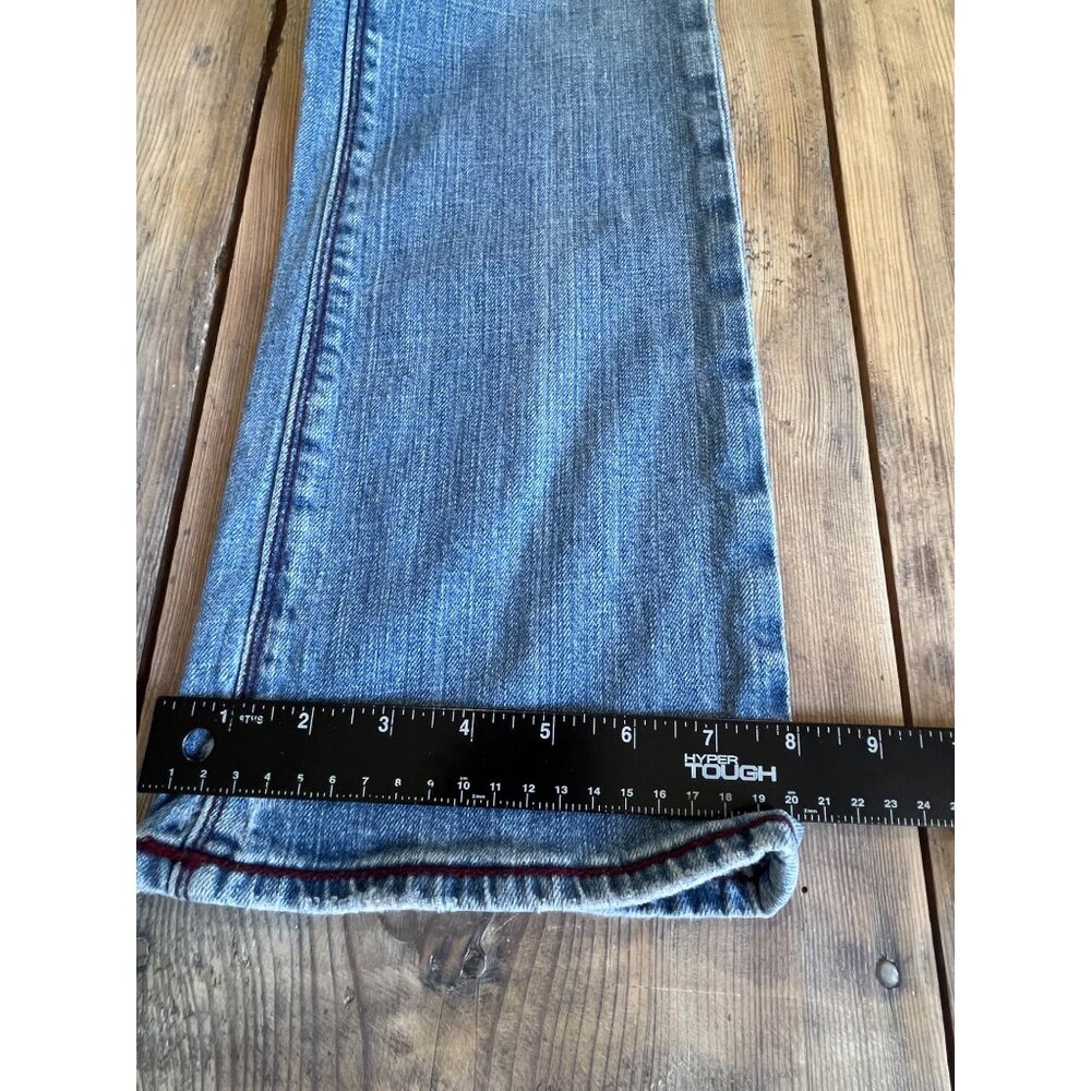 Vigoss Low Rise Bootcut Jeans Juniors 7 Lightwash Flap Pocket Distressed Y2K - Picture 9 of 9